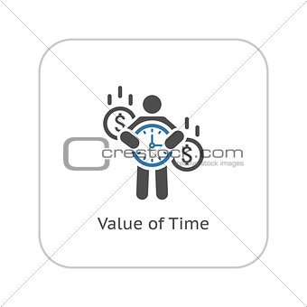 Value of Time Icon. Flat Design.