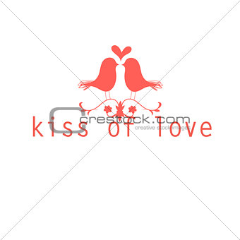 red love birds kissing  