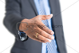 Indian business people hand offering handshake