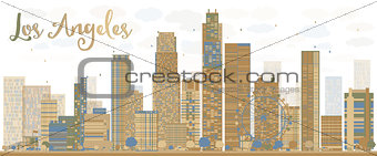 Los Angeles Skyline with Grey Buildings and Blue Sky