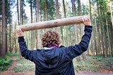 Woman fitness exercises in forest