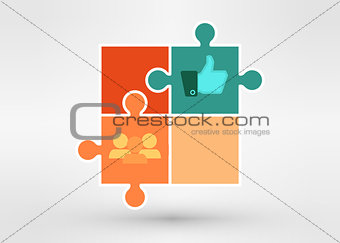 modern presentation diagramm with business people and speech bubble