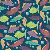 seamless background with colorful fish