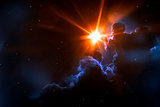 nebula with sun