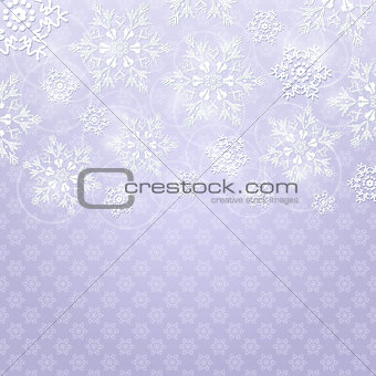 Christmas Background with White Shiny Snowflakes