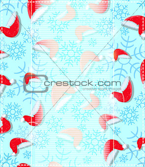 Red Santa Hats and Snowflakes