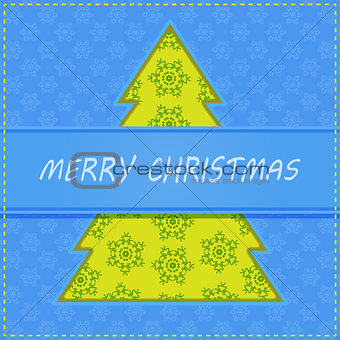 Cut Paper Christma Tree on Holiday Greeting Card