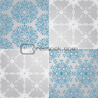 Vector Seamless Patterns with  Snowflakes,