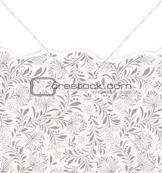  floral  pattern with torn paper.