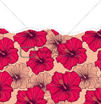 floral pattern with torn paper