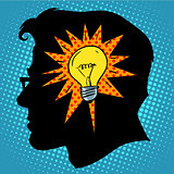 Business concept idea light bulb head