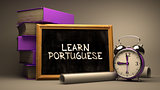 Learn Portuguese - Chalkboard with Inspirational Text.