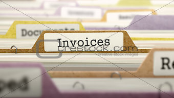 Invoices Concept. Folders in Catalog.