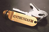 Enthusiasm Concept. Keys with Golden Keyring.