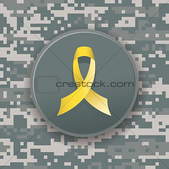 Yellow Military Ribbon on Digital Camouflage