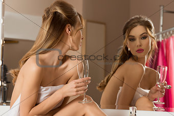 woman preparing for party