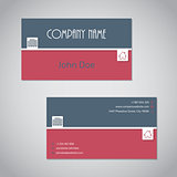 Blue red business card with white stripe