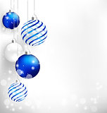 Blue Christmas balls on white