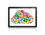 Cloud computing symbol in Tablet pc computer