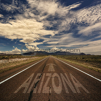 The Word Arizona on Road