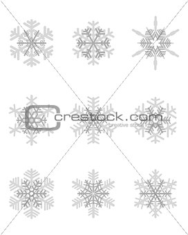 different gray snowflakes