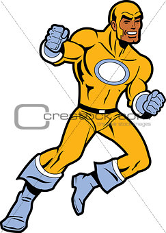 Black Superhero With Clenched Fists Fighting