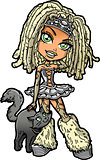 Blonde Goth Girl with Dreadlocks and Cat