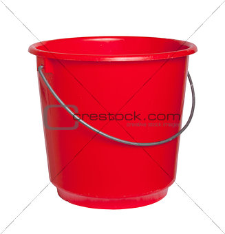 Single red bucket isolated