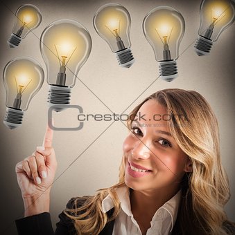 Businesswoman with lots of ideas