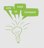 give us your feedback speech bubbles and bulb