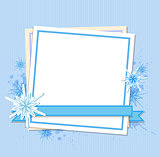 Snowflakes and white sheet of paper