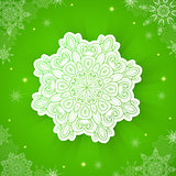 Green Christmas background with snowflake