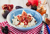 Cottage cheese, figs, pomegranate and honey