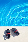 Sandals at the swimming pool
