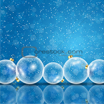 Glass christmas baubles background 