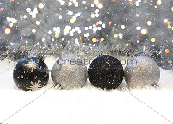 Silver and black Christmas decorations