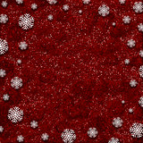 Snowflakes on red glitter background