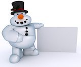 Snowman Character with blank sign