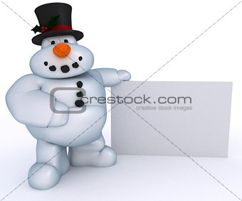 Snowman Character with blank sign
