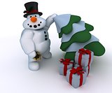 Snowman Character with gifts