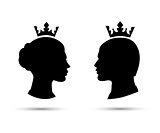 king and queen heads, king and queen face vector silhouette
