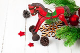 Christmas decoration with fir and pinecone