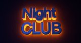 Neon sign illuminated night club. Orange light.