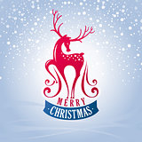 Christmas greeting card with deer