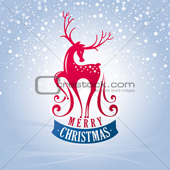 Christmas greeting card with deer