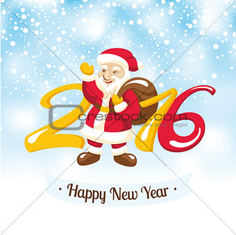 New Year greeting card with Santa Claus