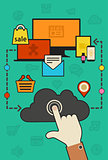 Cloud computing and synchronization concept. Vector illustration