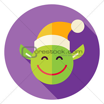 Flat Design Christmas Elf Circle Icon