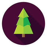 Flat Design Christmas Tree Circle Icon