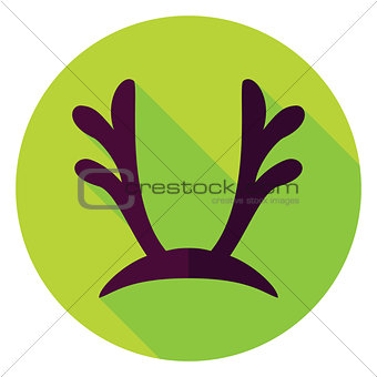 Flat Design Reindeer Antlers Circle Icon